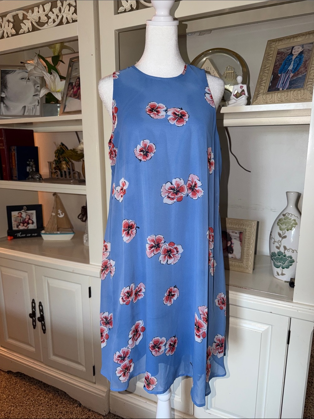 Tommy Hilfiger Blue Floral Sleeveless A-Line Mini Dress
